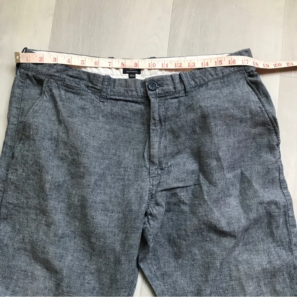 J CREW GRAY LINEN THE SUTTON PANTS STRAIGHT LEG FLAT FRONT MENS 36